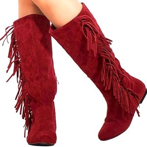 SALE! BRAND NEW WITHOUT TAG/BOX Red fringe boots Size 6.5 women's/ 5 girls